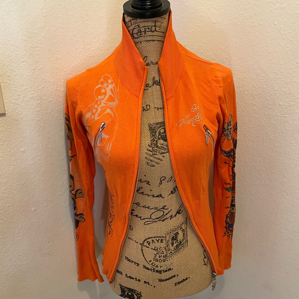 Ed Hardy Orange Zip Sweater